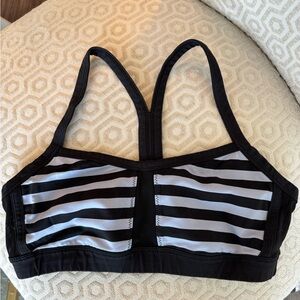 Lululemon Athletica Black and Gray Striped Sports Bra